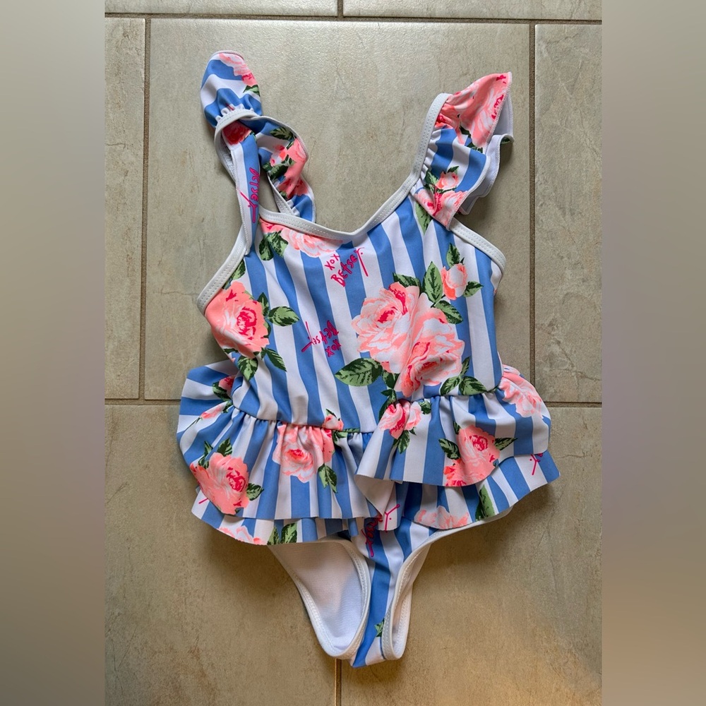 Betsey Johnson Blue and Pink Floral Kids One Piece